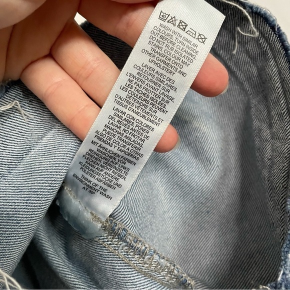 Asos Denim Boxy Boho Split Bell Sleeve Frayed Edge Top - Picture 13 of 13